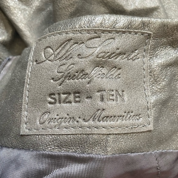 AllSaints Hoxie Domore metallic leather bubble mini skirt - Picture 4 of 5